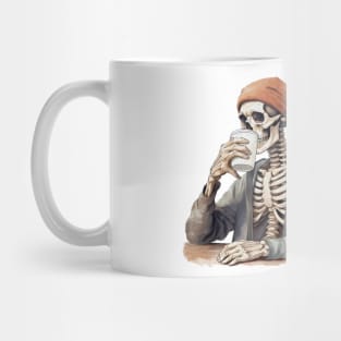 Funny Skeleton with Coffee, Dark Sarcastic Humor Mug